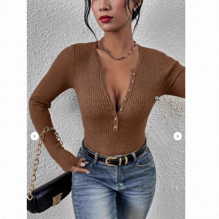 Phoebe Wilson | Front-Button Ribbed Knit Top