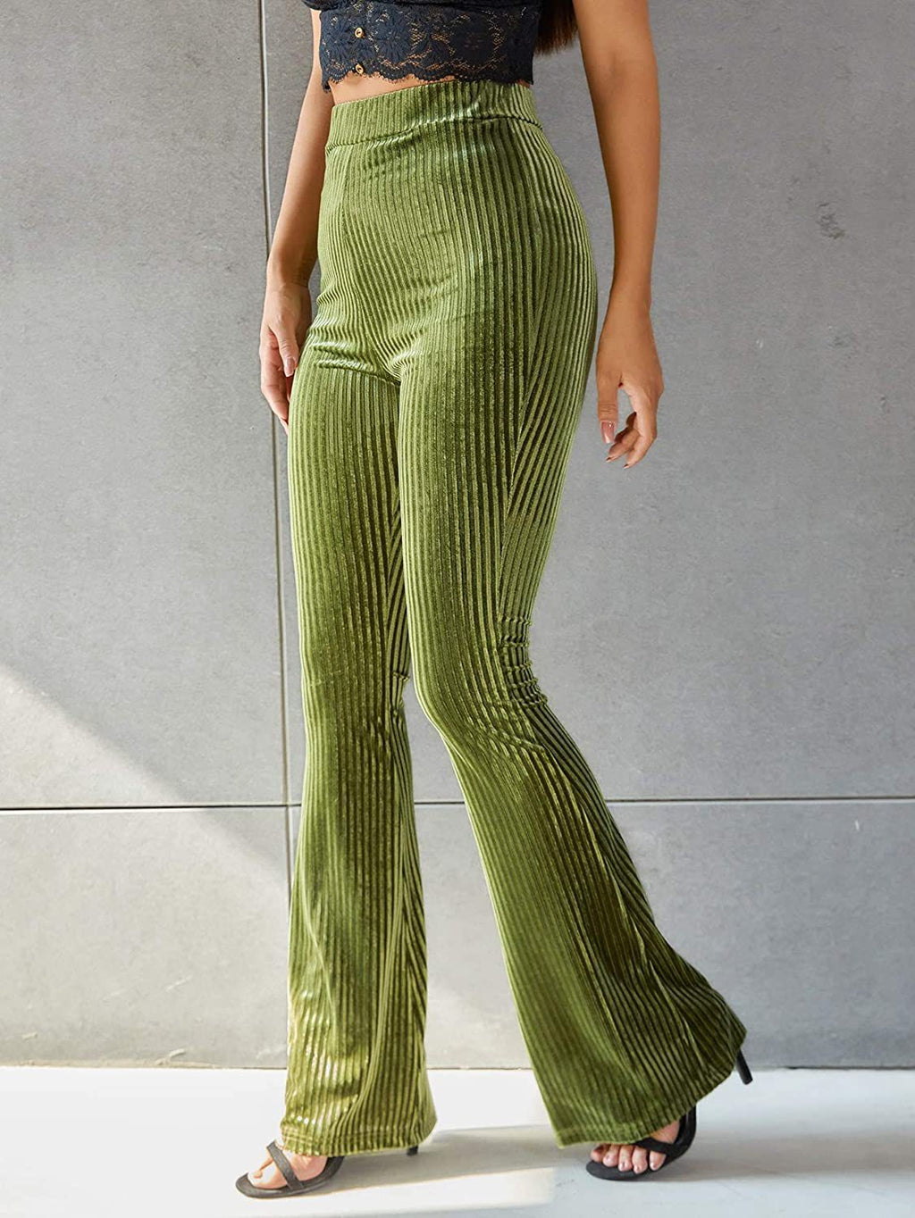 Isla Thompson | Velvet Ribbed High-Waist Flare Trousers