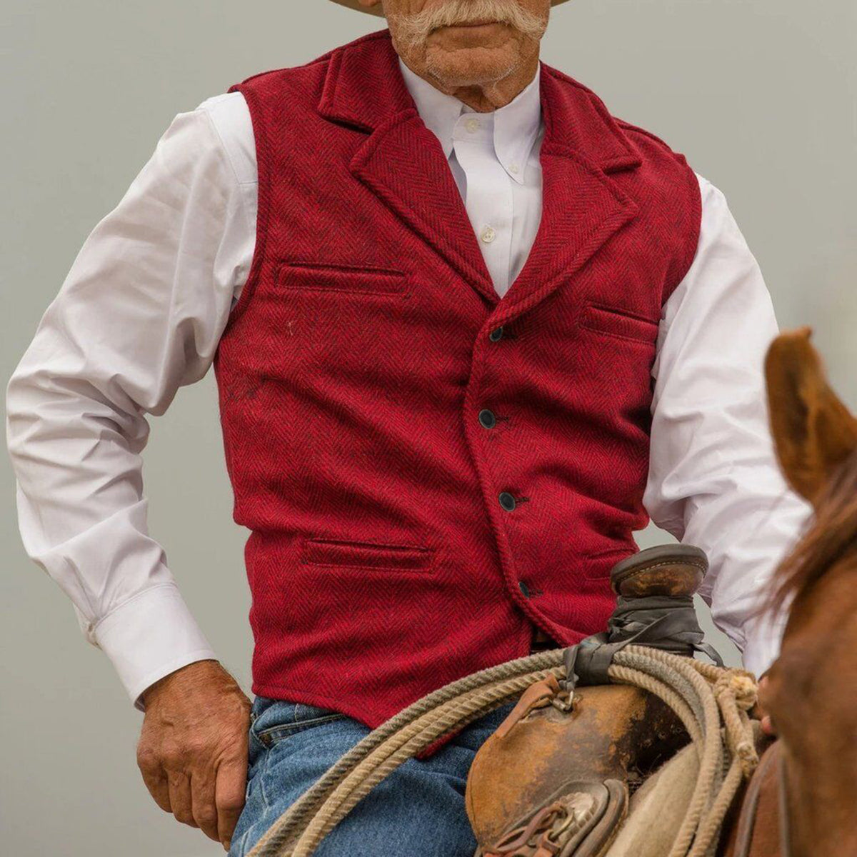 Percy Holloway | Herringbone Wool Slim-Fit Vest for Men