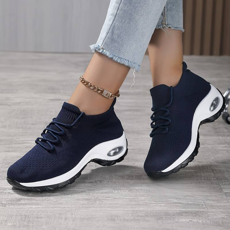 Nadia Ferris | Yellow Knit Platform Sneakers With Air Cushion Sole