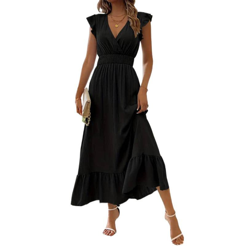 Felicity Ashgrove | Black Ruffle Wrap Maxi Dress