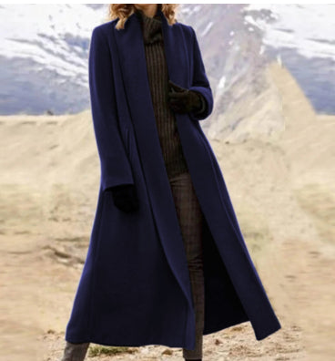 Isla Morris | Long Line Wool-Blend Coat with Lapel Collar