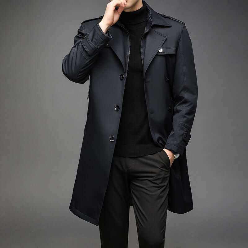 Miles Kingsley | Navy Double-Breasted Trench Coat