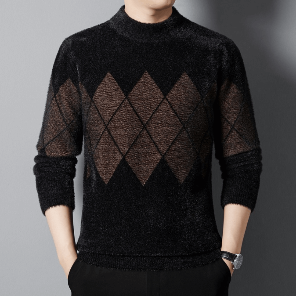 Edward Marchbanks | Argyle Mock Neck Sweater For Men