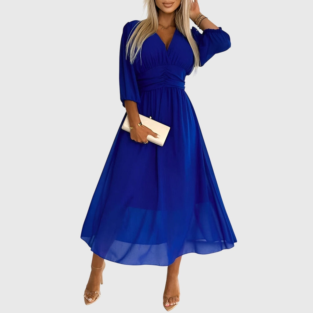 Adeline Foster | Chiffon Maxi Dress With V-Neck