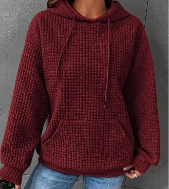 Lydia Cross | Waffle Knit Hoodie With Drawstring Detail