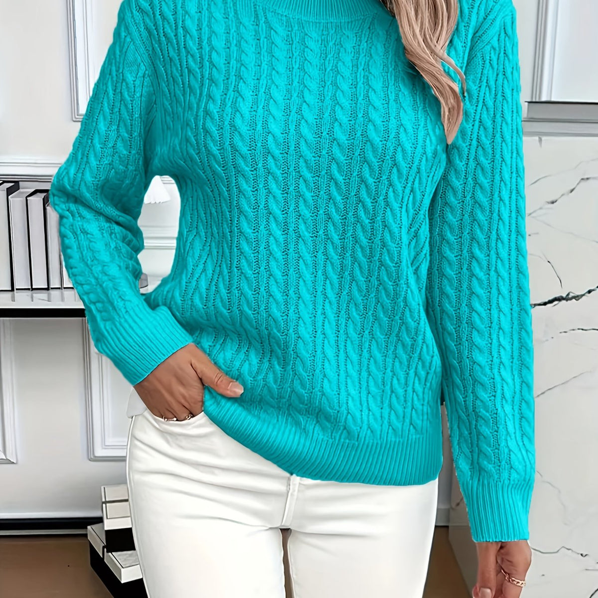 Millicent Hall | Cable-Knit Round Neck Sweater