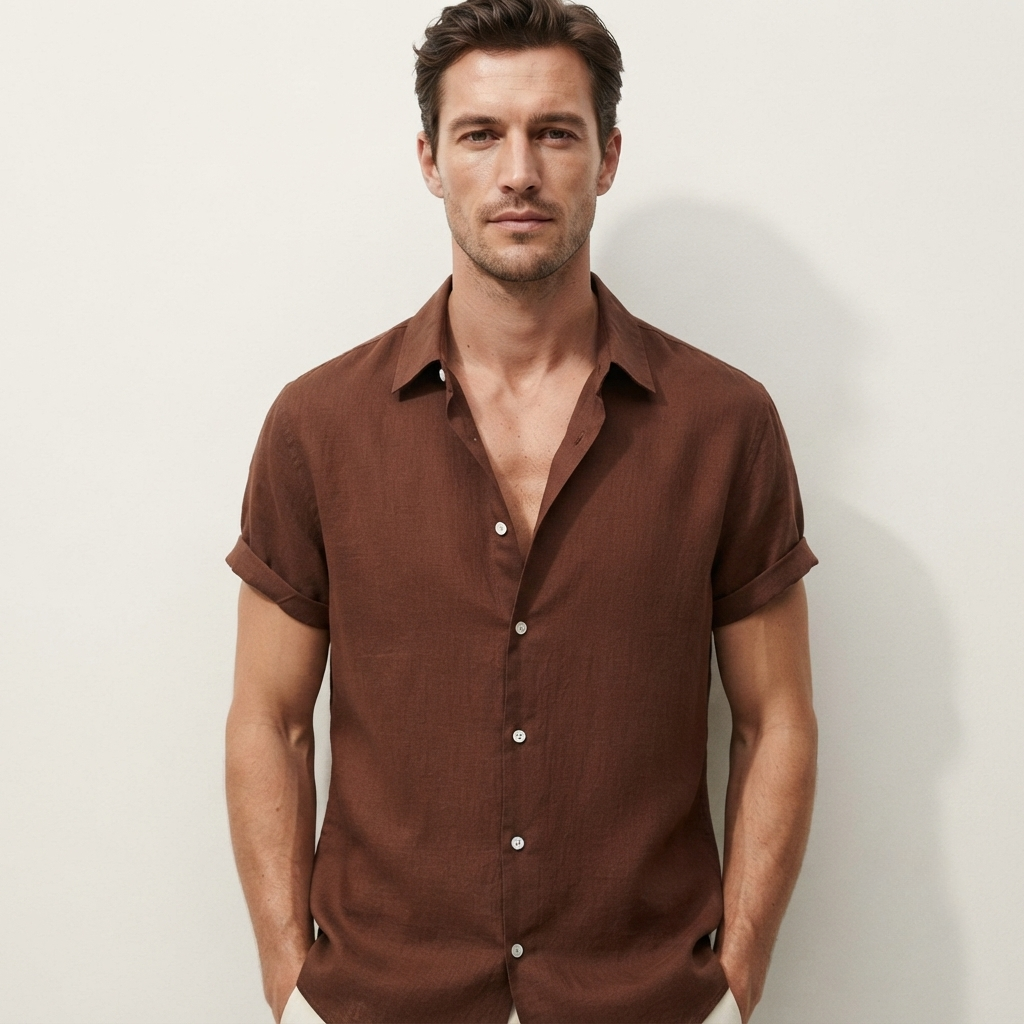 Alessio Romano | Luxury Linen Blend Short Sleeve Shirt For Men