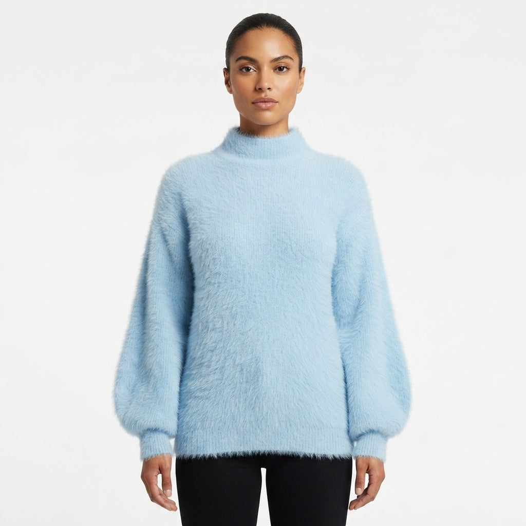 Alexandra Norwood | Soft High-Neck Angora Sweater
