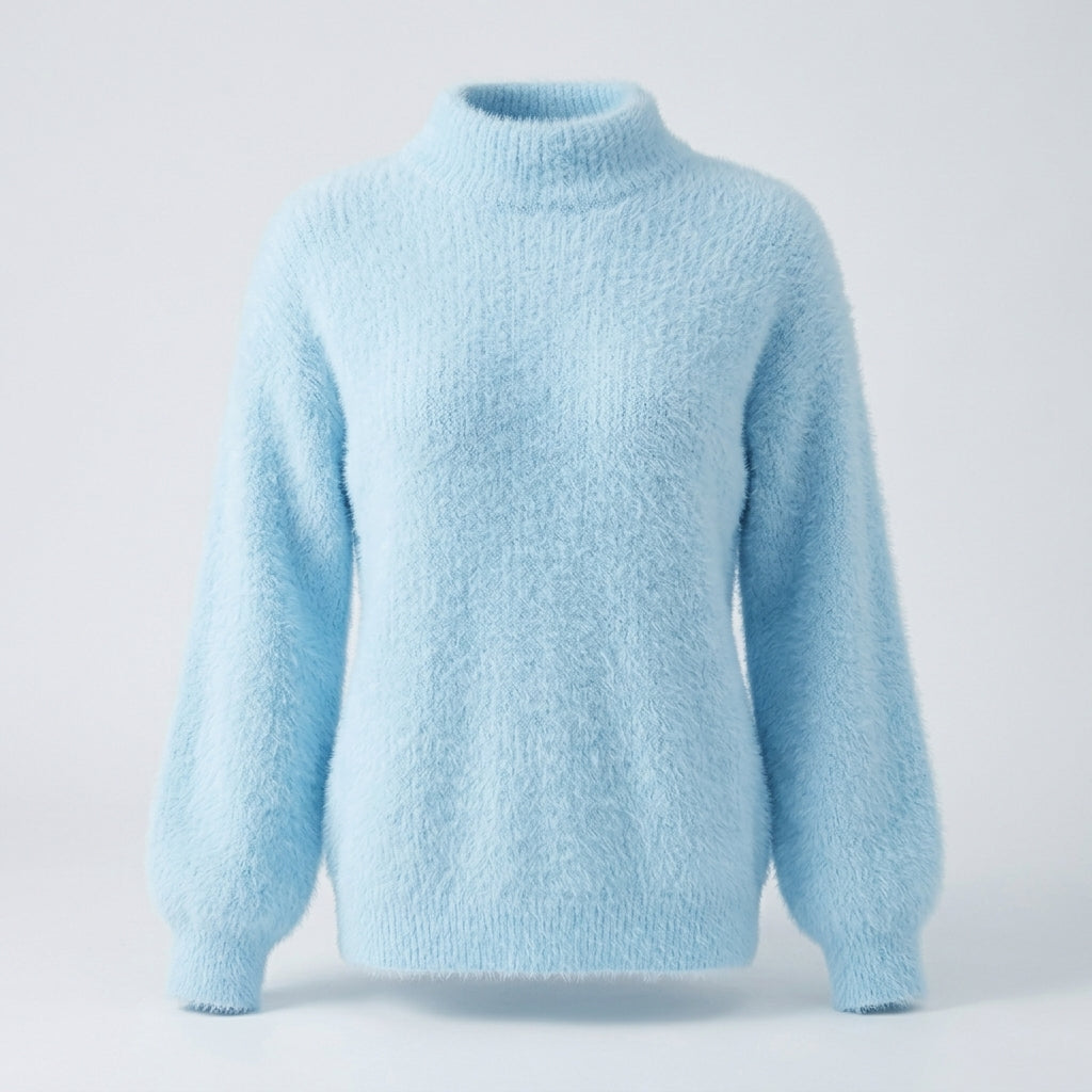 Alexandra Norwood | Soft High-Neck Angora Sweater