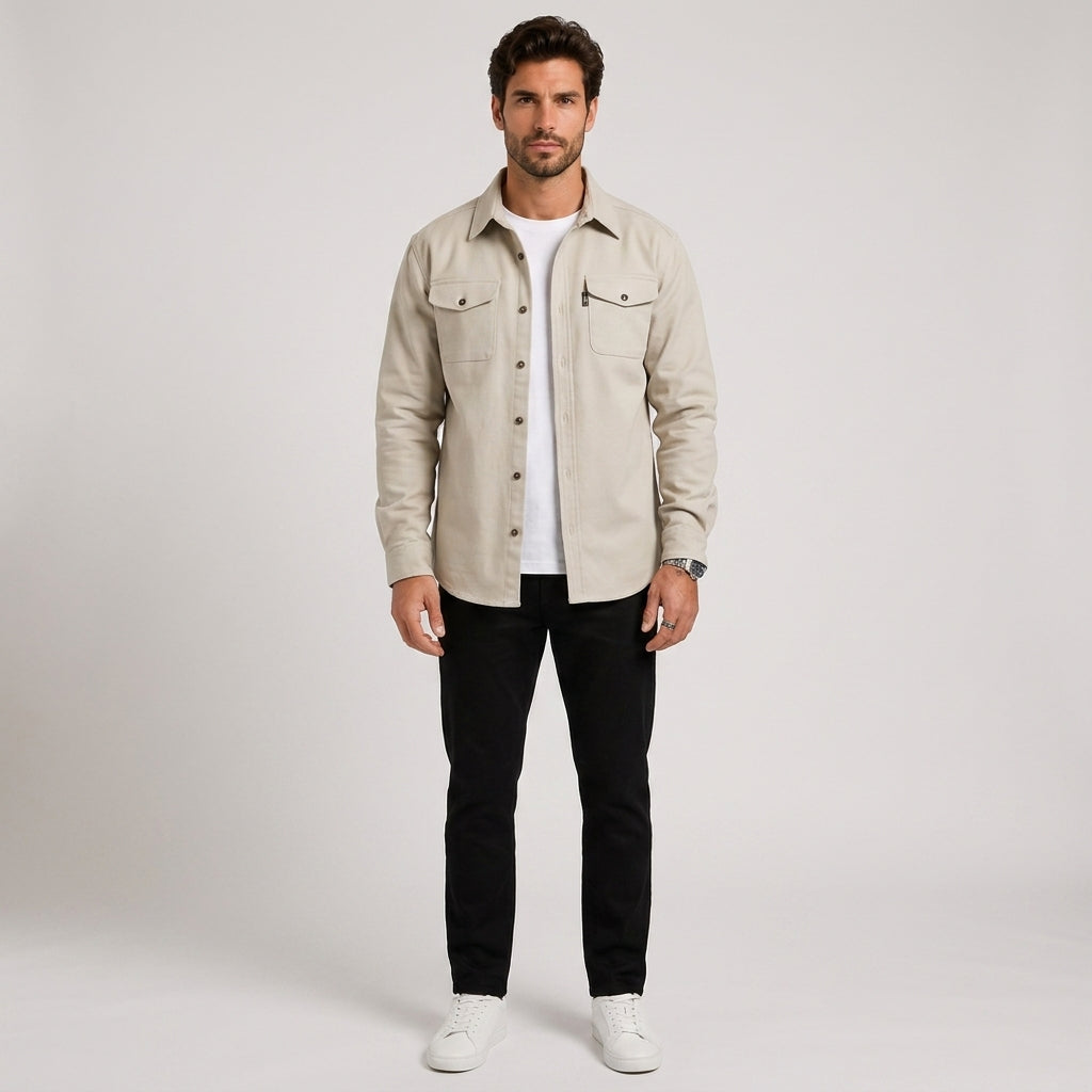 Alfie Robinson | Work Jacket With Chest Pockets For Men - Light beige