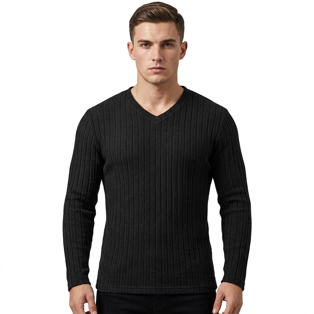 Marcus Fenholt | Ribbed V-Neck Knit Sweater
