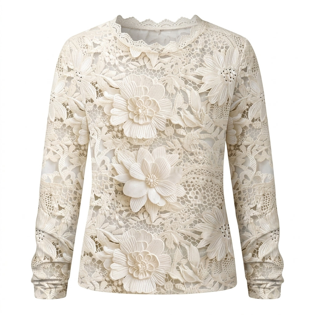 Amelia Foxton | 3D Floral Textured Long-Sleeve Top