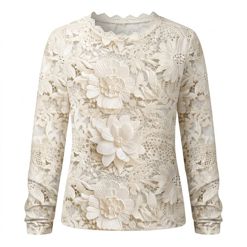 Amelia Foxton | 3D Floral Textured Long-Sleeve Top