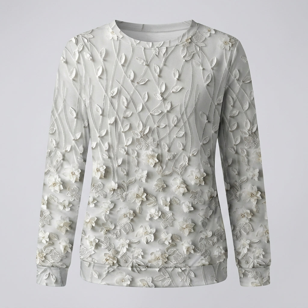 Amelia Foxton | 3D Floral Textured Long-Sleeve Top