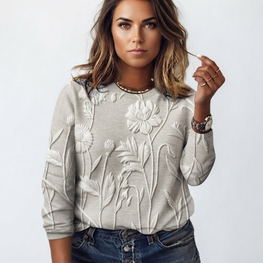 Amelia Foxton | 3D Floral Textured Long-Sleeve Top