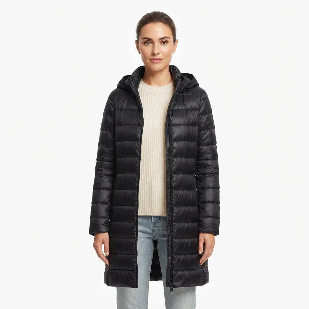 Felicity Dunmore | Quilted Mid-Length Puffer Jacket With Hood