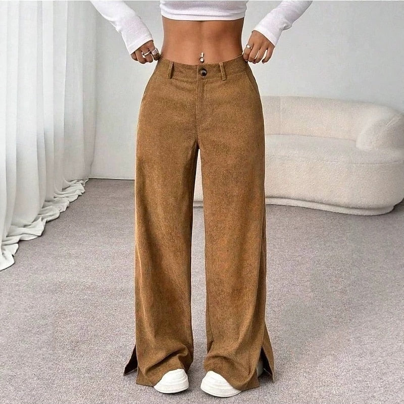 Olivia Brown | High-Waist Wide-Leg Corduroy Trousers