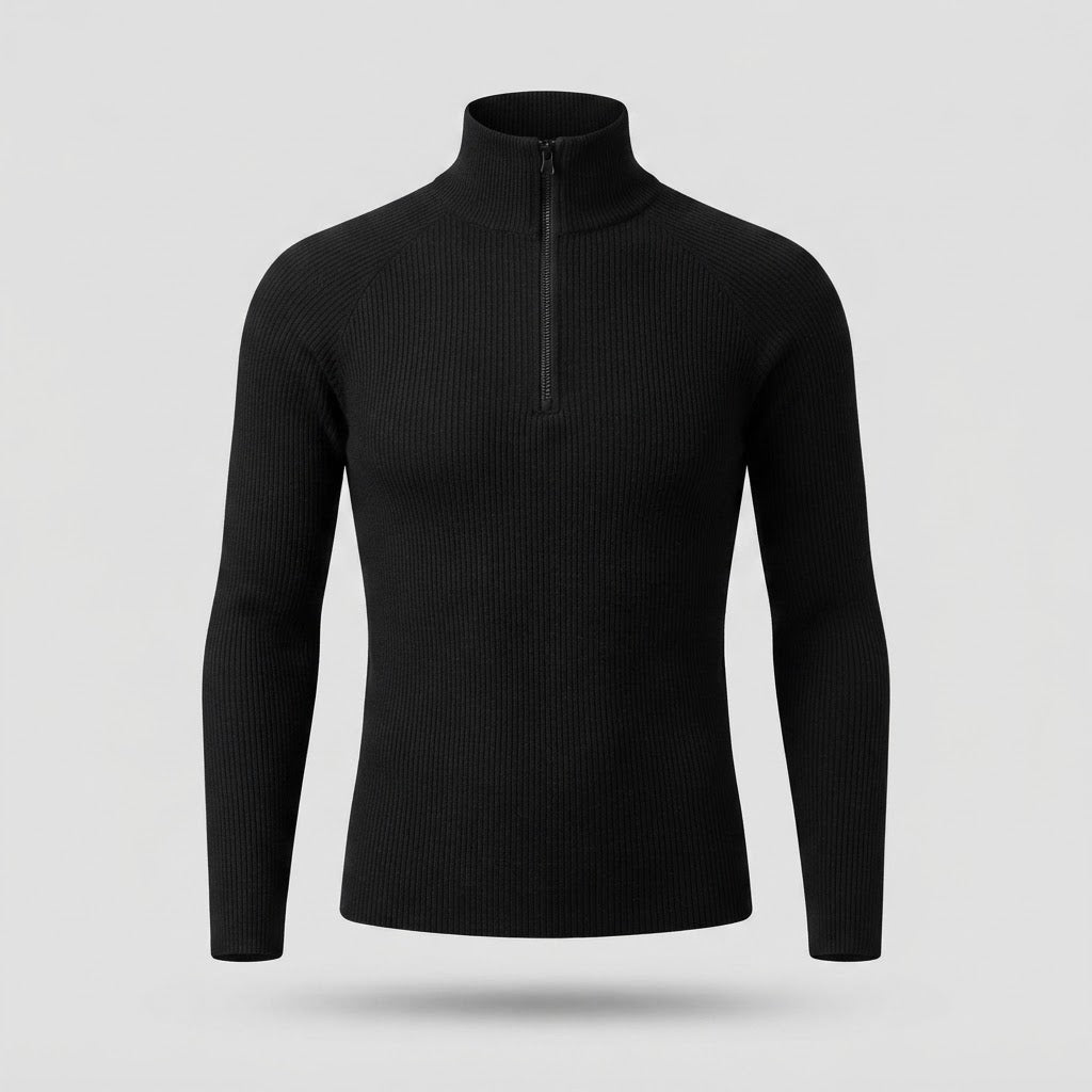 Aoife Sullivan | Ribbed Knit Zip-Neck Slim Fit Top