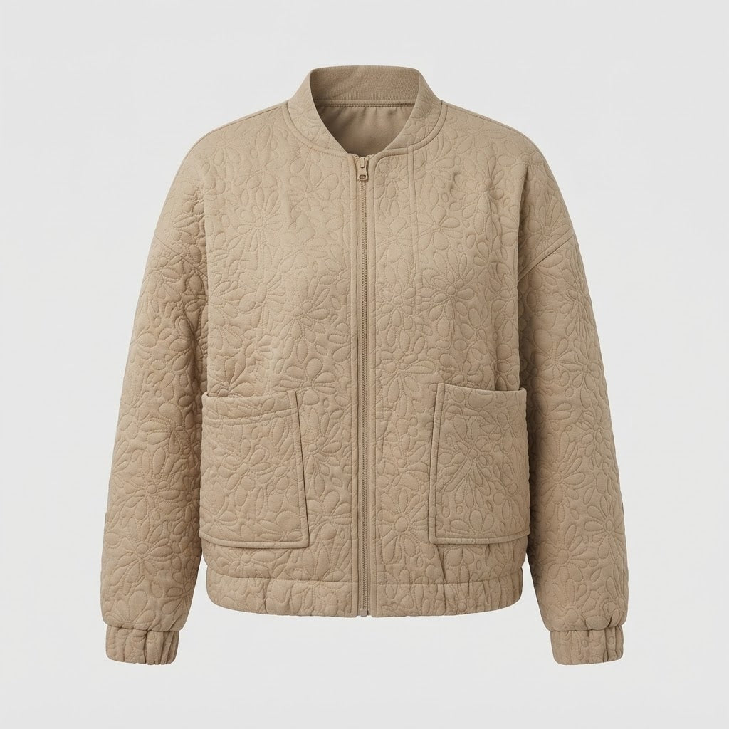 Arabella Robinson | Quilted Textured Zip-Up Jacket for Women