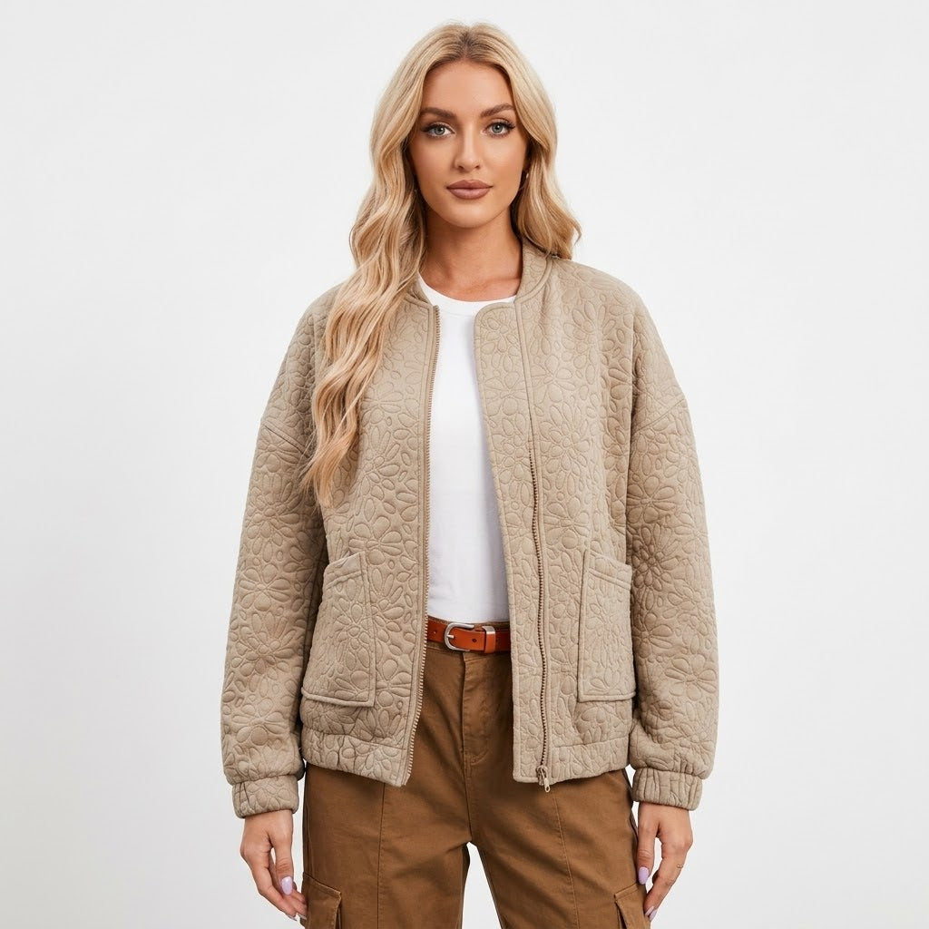 Arabella Robinson | Quilted Textured Zip-Up Jacket for Women