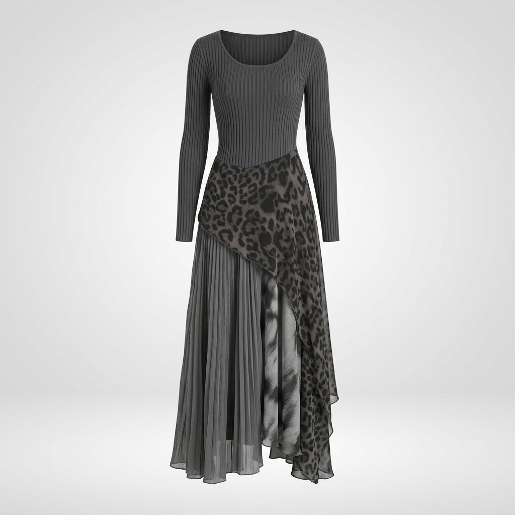 Araminta Winslow | Leopard Print Asymmetric Maxi Dress