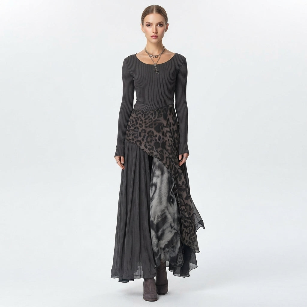 Araminta Winslow | Leopard Print Asymmetric Maxi Dress