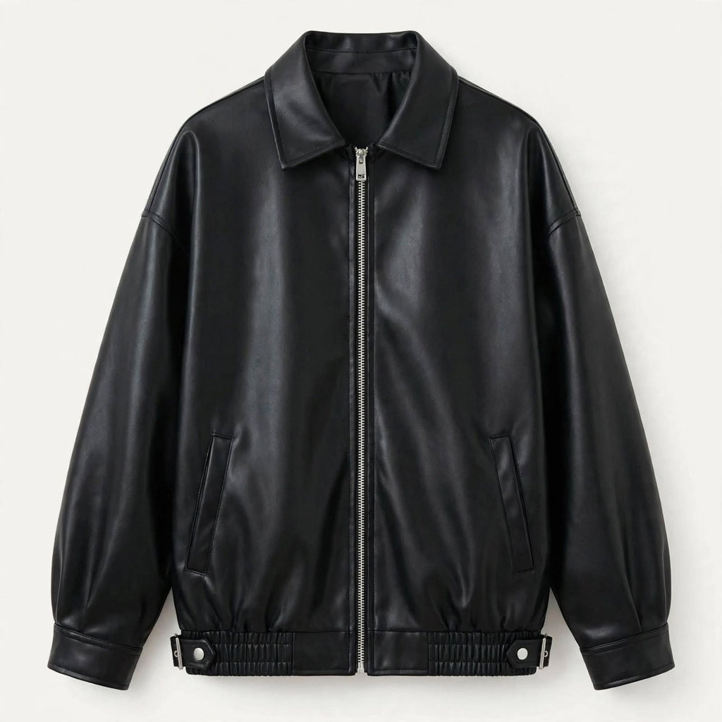 Charles Attwood | Leather Jacket with Silver Zip Detail