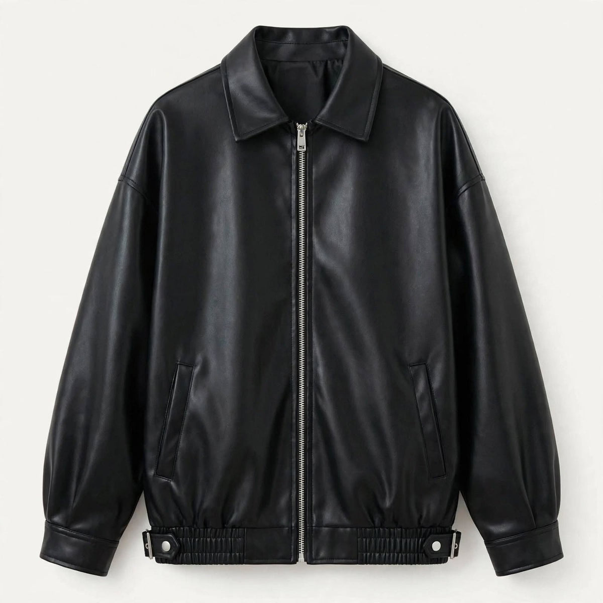 Charles Attwood | Leather Jacket with Silver Zip Detail