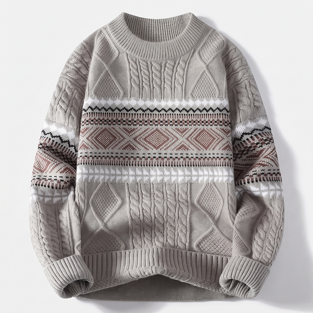 Malcolm Whitfield | Nordic Jacquard Cable Knit Sweater