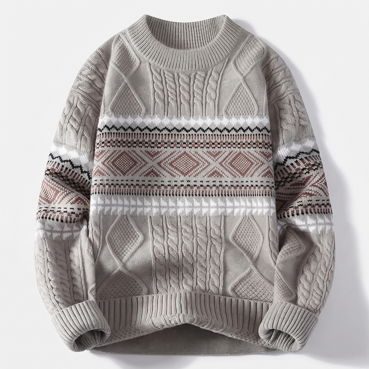 Malcolm Whitfield | Nordic Jacquard Cable Knit Sweater