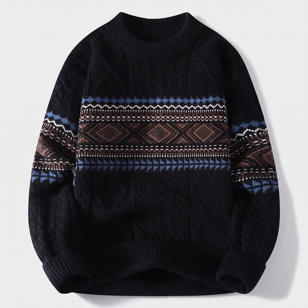Malcolm Whitfield | Nordic Jacquard Cable Knit Sweater