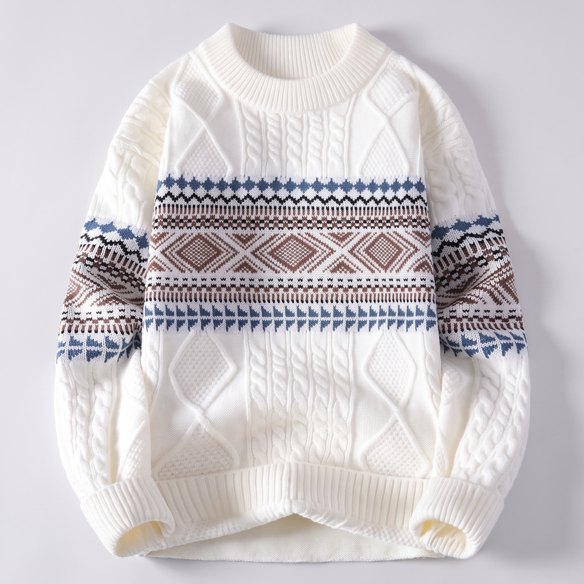 Malcolm Whitfield | Nordic Jacquard Cable Knit Sweater
