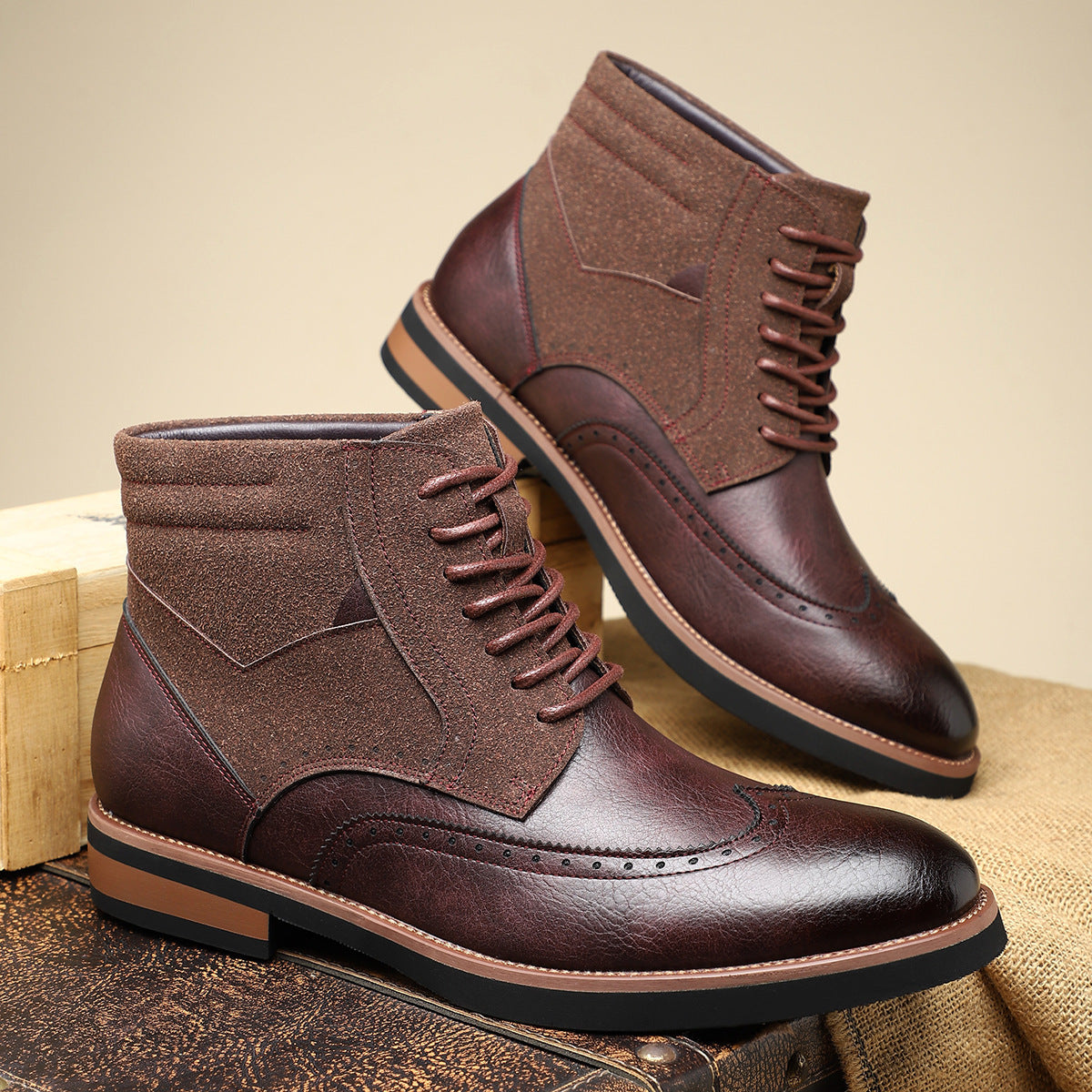 Ellis Cardew | Suede-Panelled Wingtip Brogue Boots
