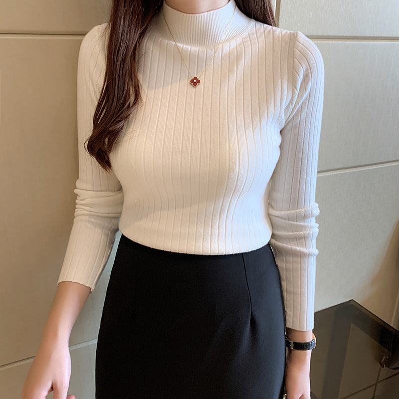 Millicent Davies | Ribbed Half Turtleneck Long Sleeve Top