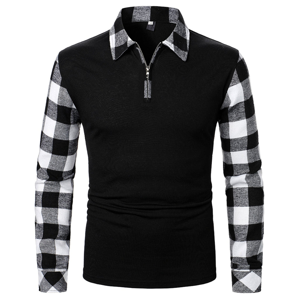 Desmond Fairclough | Quarter-Zip Plaid Panel Polo Shirt