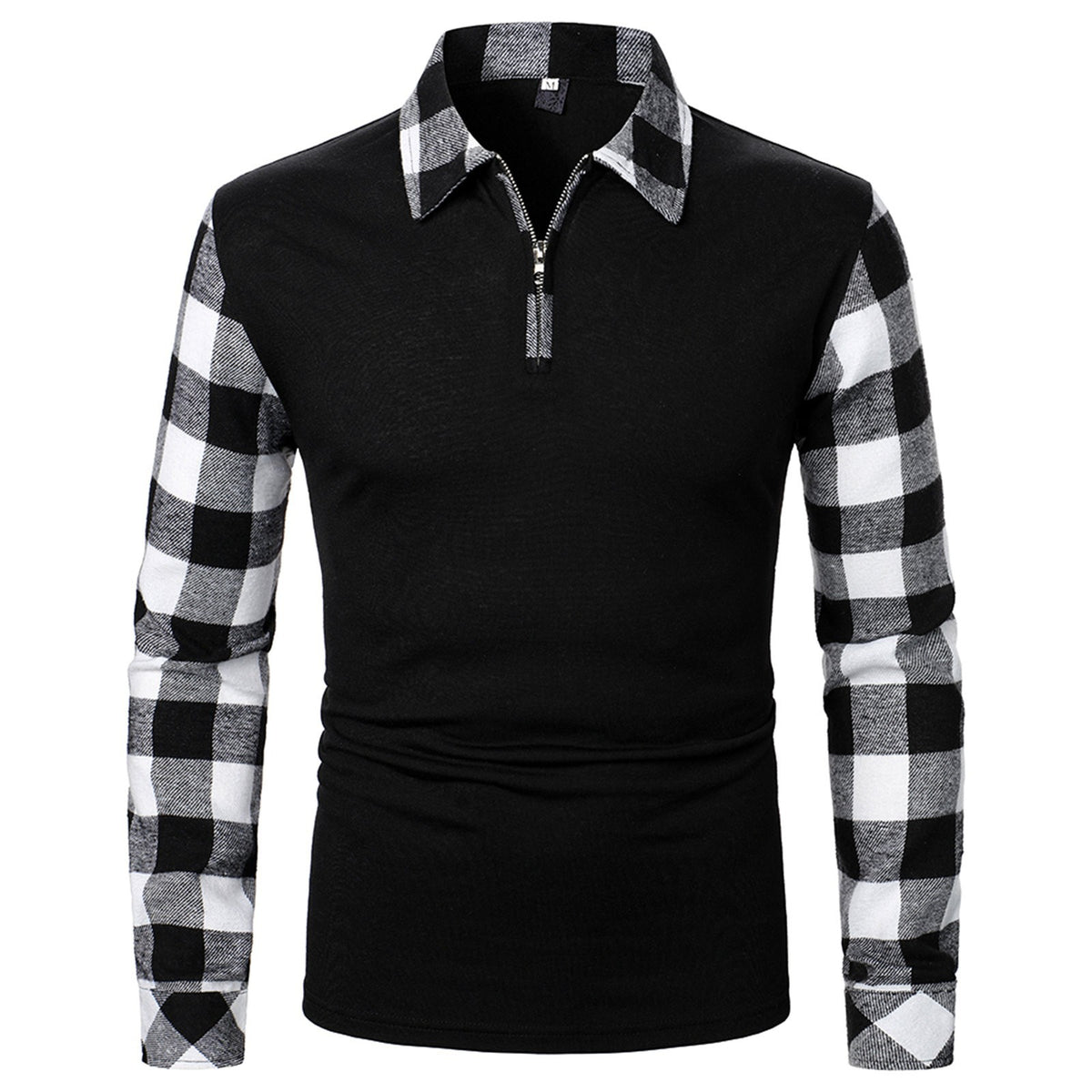 Desmond Fairclough | Quarter-Zip Plaid Panel Polo Shirt
