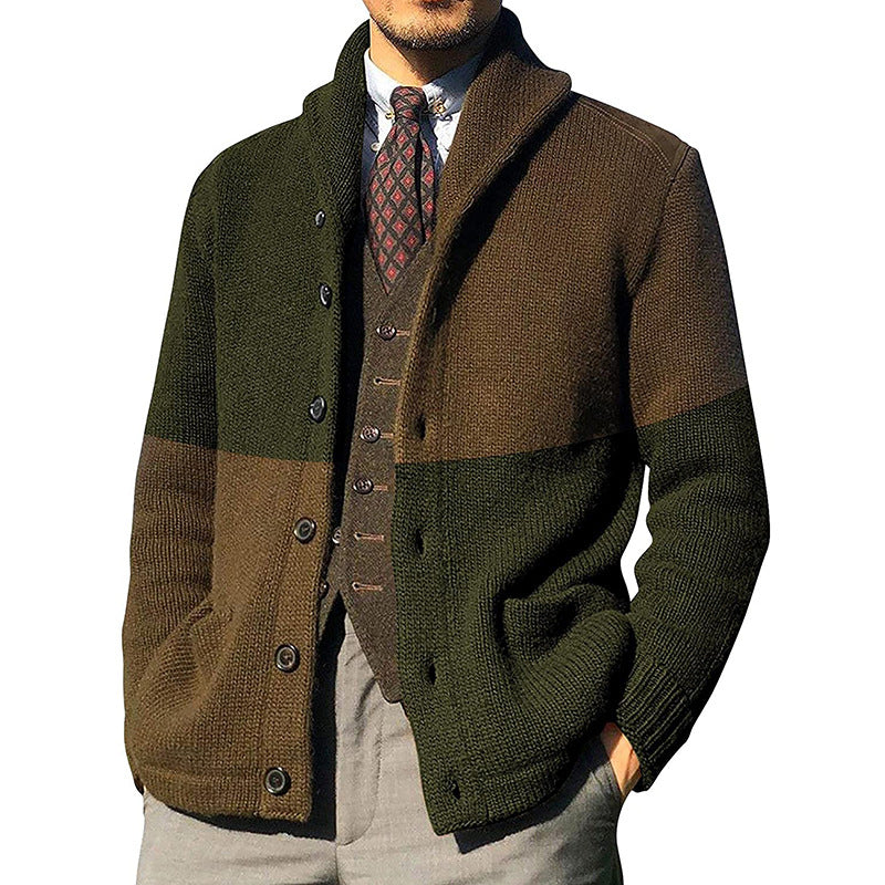 Charles Wetherby | Colour-Block Shawl Collar Knitted Cardigan