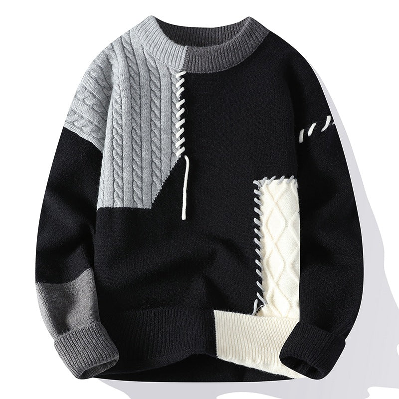 Frederick Lawson | Patchwork Cable-Knit Crew Neck Sweater