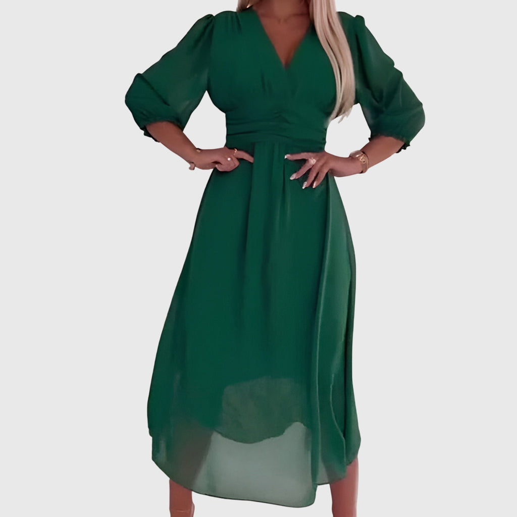 Adeline Foster | Chiffon Maxi Dress With V-Neck