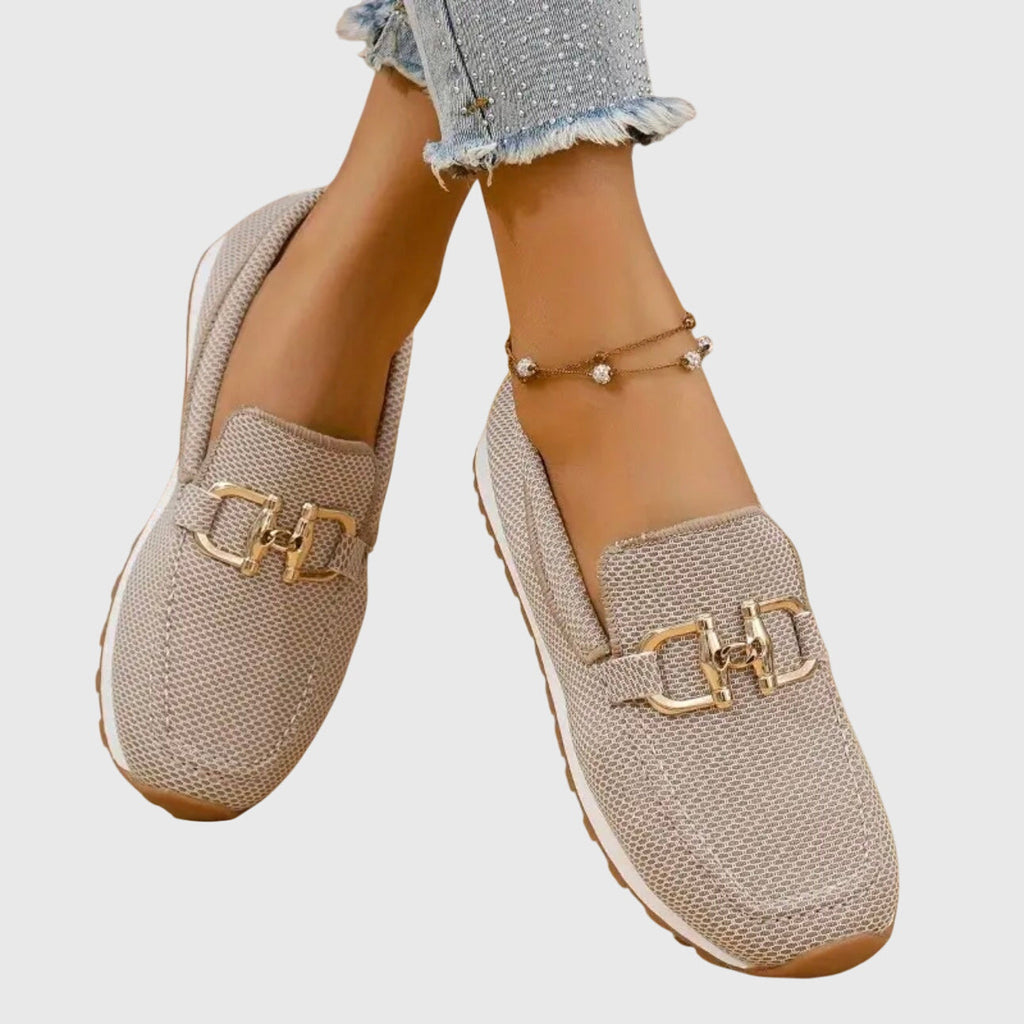 Poppy Merrick | Knit Horsebit Loafers with Gold Hardware