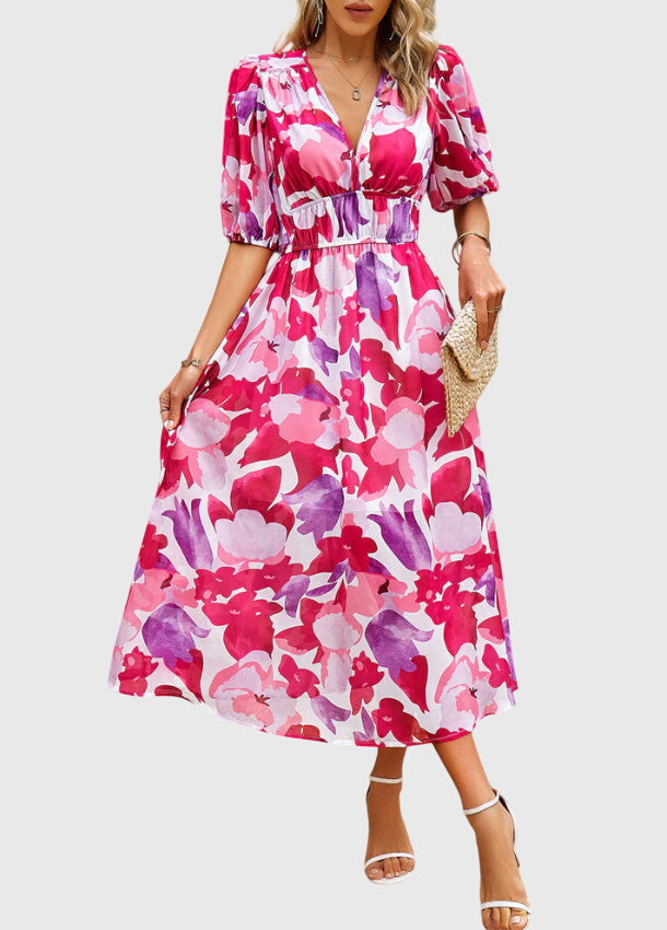 Bianca Moreau | Floral Summer Dress with Smocked Waist