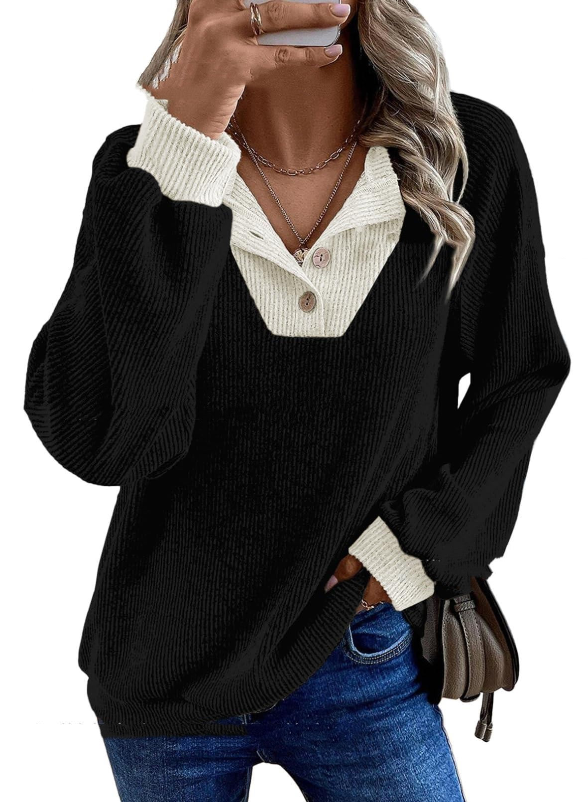 Cordelia Vance | Ribbed Knit Button-Placket Sweater