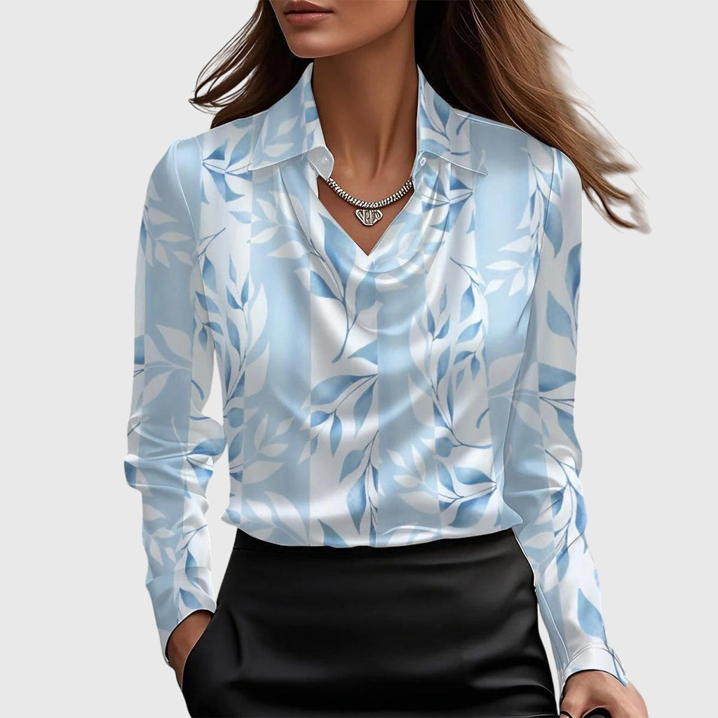 Cordelia Marchbank | Satin Cowl Neck Blouse With Collar