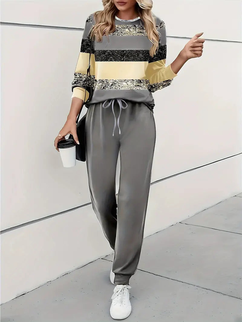 Rosie Clarke | Colour-Block Sequin Sweatshirt & Jogger Set