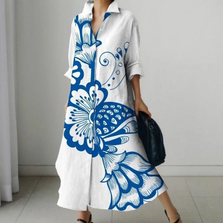 Millicent Sheridan | Floral Print Midi Shirt Dress