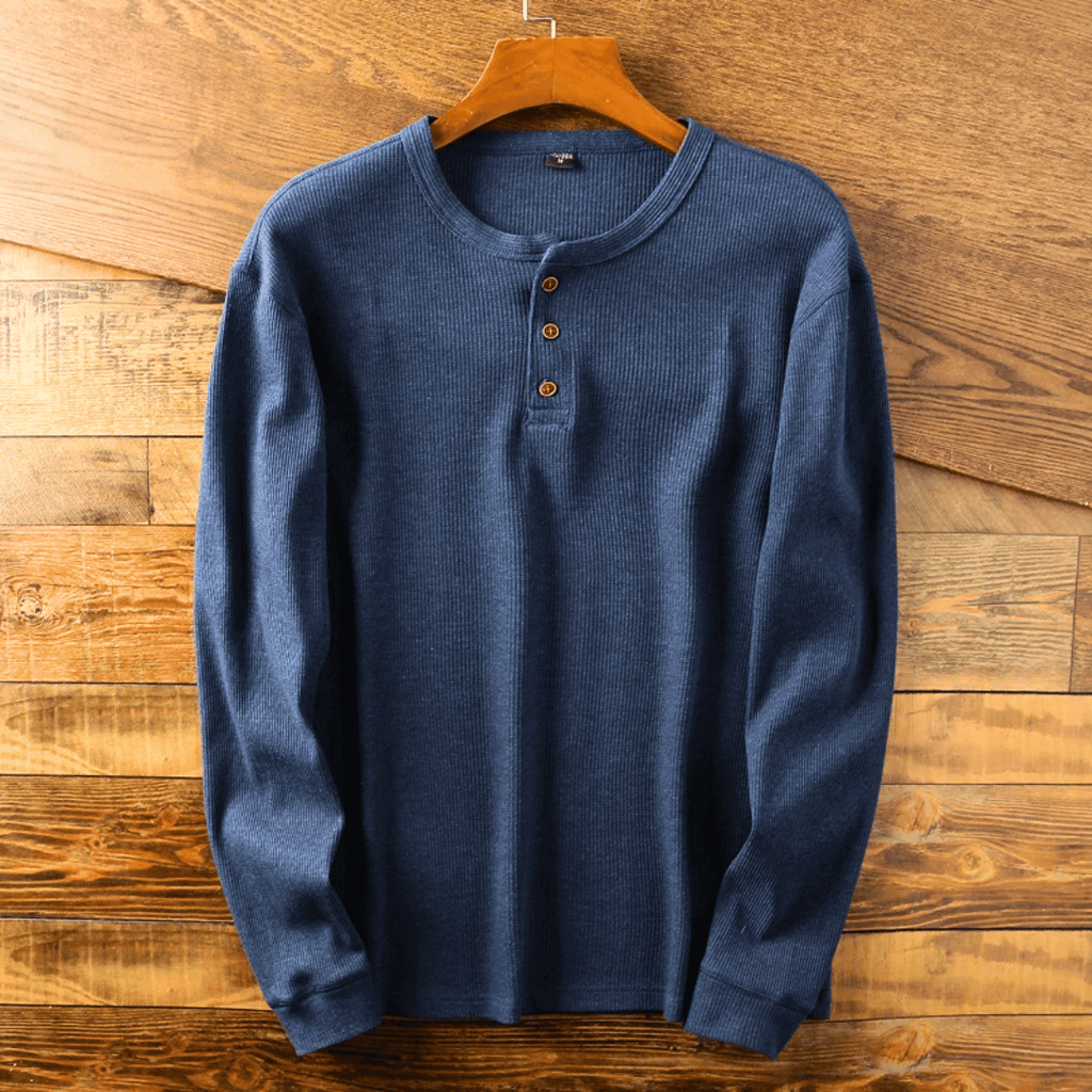 Ellis Turner | Ribbed Henley Neck Long Sleeve Shirt