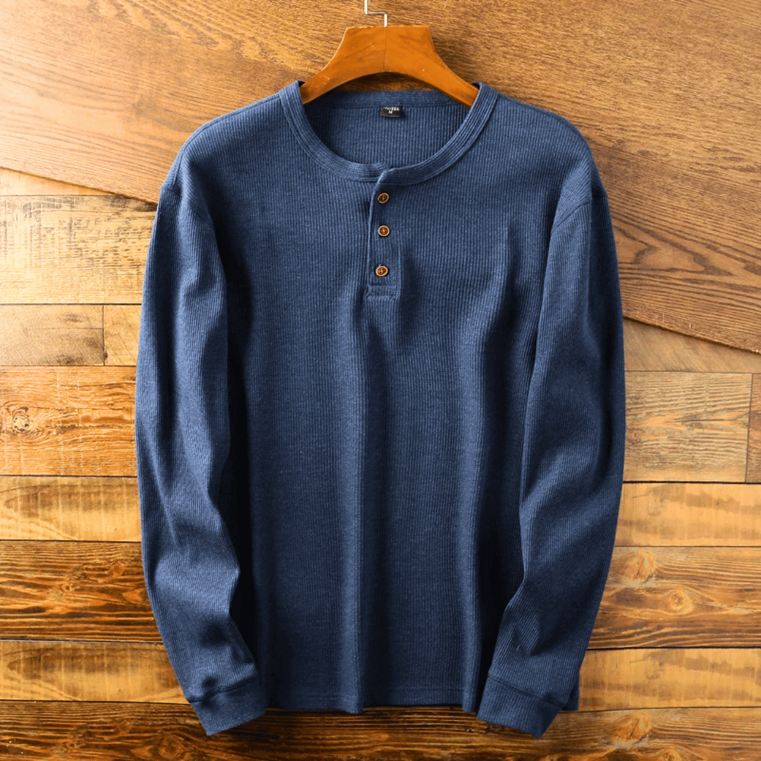 Ellis Turner | Ribbed Henley Neck Long Sleeve Shirt