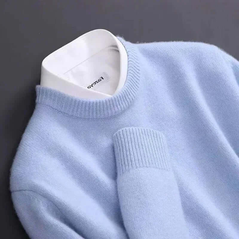 Theodore Evans | Cream Ribbed Knit Sweater for Men