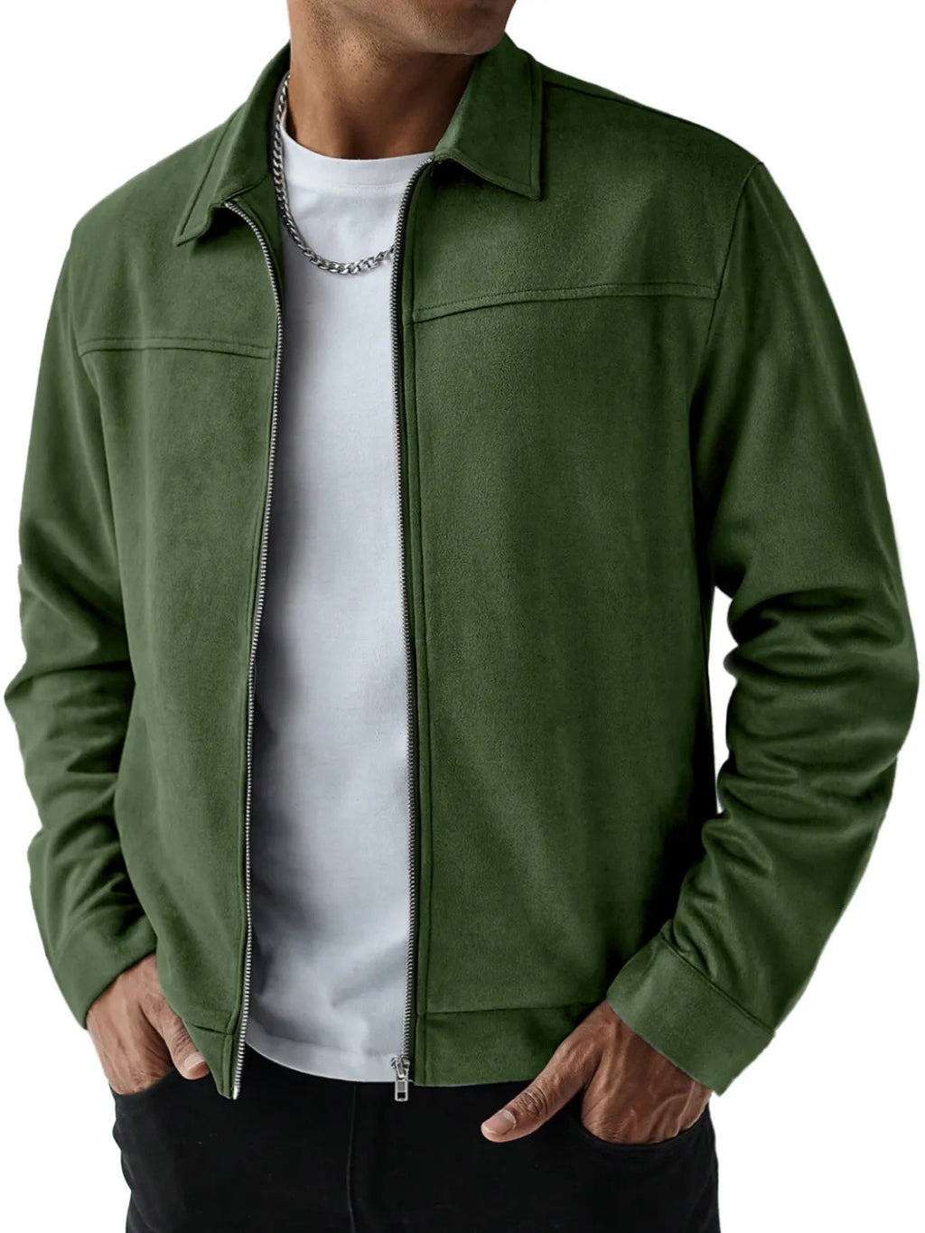Angus Whitfield | Olive Suede-Effect Mens Jacket